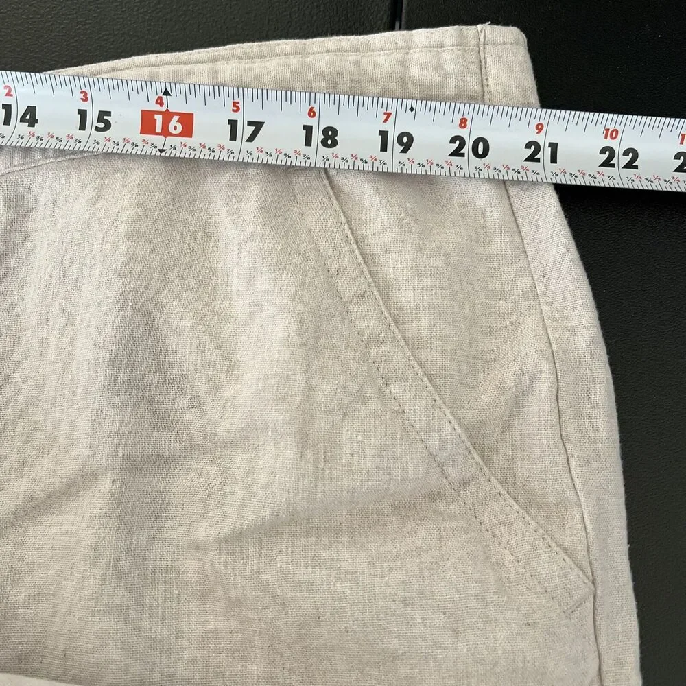 Cubavera Pants Men 2XB/32 Oatmeal Linen Blend Drawstring Elastic Straight Zip